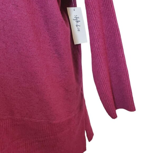 Style & Co 2XL Fuchsia Pullover Sweater V-Neck Drop Shoulder Long Sleeve NWT - Picture 5 of 9